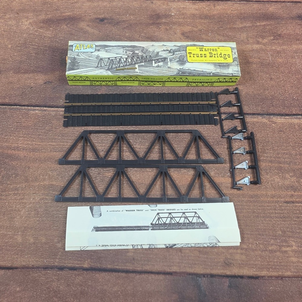 Atlas Warren Truss Bridge HO Scale Black Excellent Prefabricated Kit 83-150